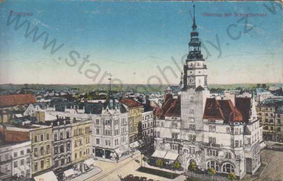  - Opava (Troppau)- část náměstí- muzeum (dnešní radnice), kolorovaná