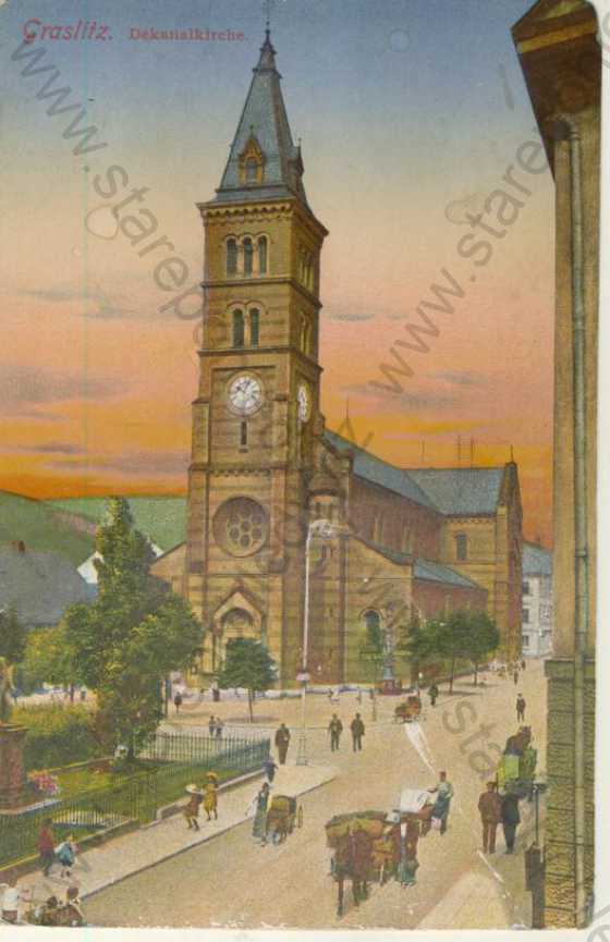  - Kraslice (Graslitz)- kostel, kolorovaná
