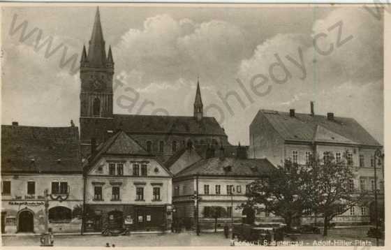  - Tachov (Tachau i. Sudetengau)- náměstí- kostel (automobil)