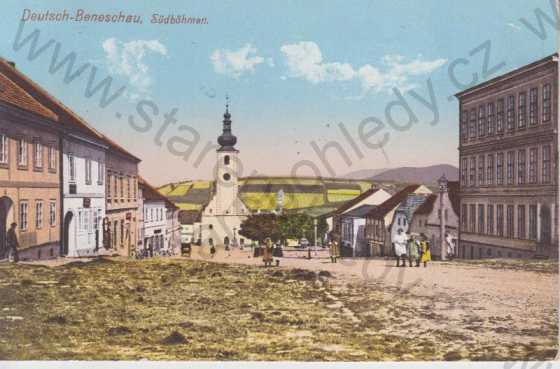  - Benešov nad Černou, náměstí, kostel, kolorovaná
