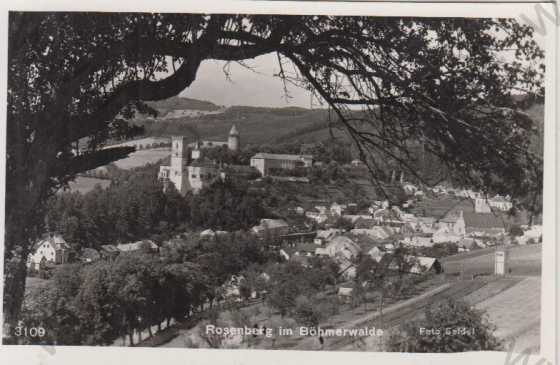  - Rožmberk (Rosenberg im Böhmerwalde)- celkový pohled, hrad; foto Seidel