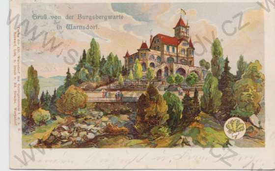  - Varnsdorf / Gruss von der Burgbergwarte in Warnsdorf, barevná, DA
