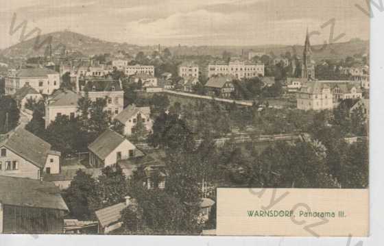  - Varnsdorf (Warnsdorf), celkový pohled na město, v pozadí kostel