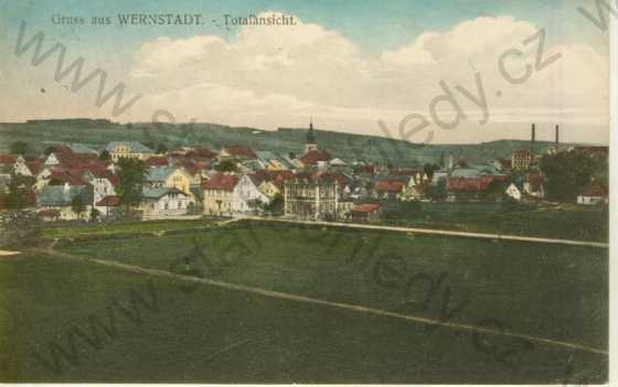  - Verneřice (Wernstadt)- celkový pohled, kolorovaná