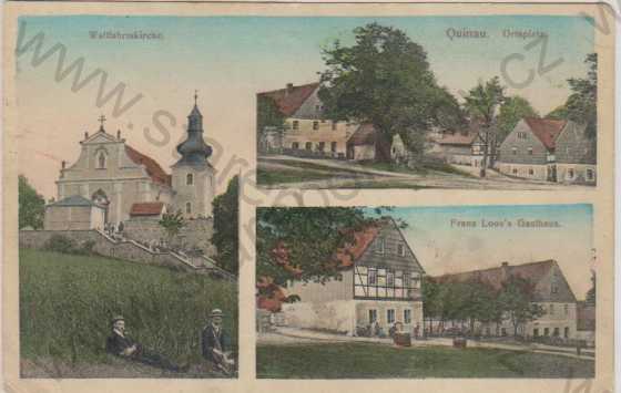  - Květnov (dříve Kvinov - Quinau), kostel, náves, hostinec, barevná