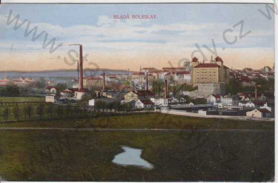  - Mladá Boleslav, celkový pohled na město, kolorovaná