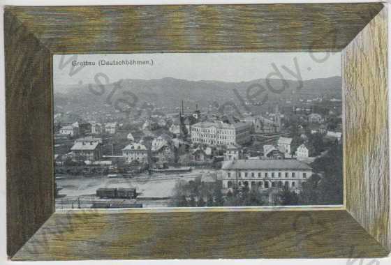  - Hrádek nad Nisou (Grottau, Deutschböhmen), celkový pohled, nádraží, vlak