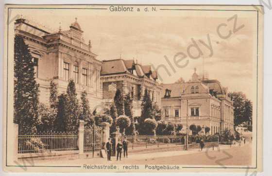  - Jablonec nad Nisou (Gablonz a d. N.), Reichsstrasse, rechts Postgebäude