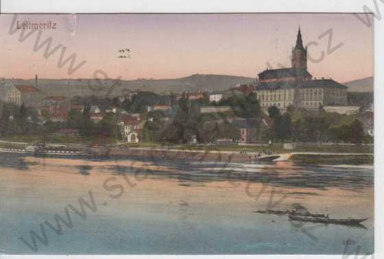  - Litoměřice (Leitmeritz), celkový pohled na město, kolorovaná