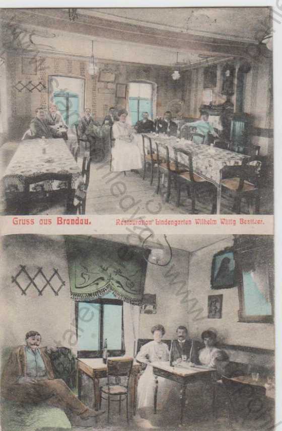  - Brandov (Brandau), restaurace, interiér- dva záběry