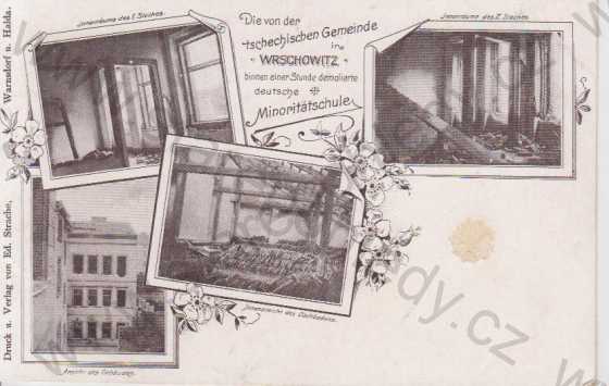  - Vršovice (Louny)/ Wrschowitz- zničená škola, více záběrů, DA