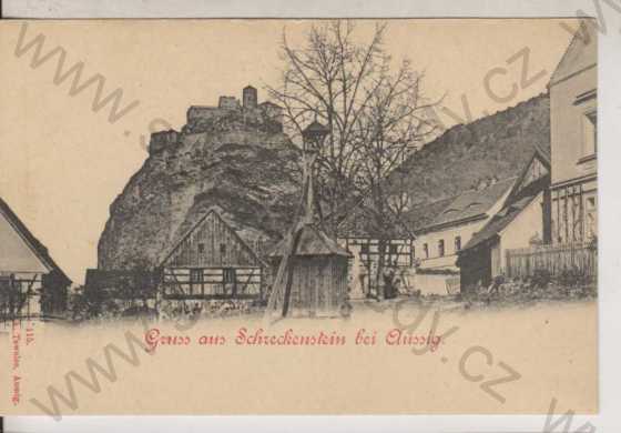  - Hrad Střekov / Schreckenstein bei Aussig, černobílá