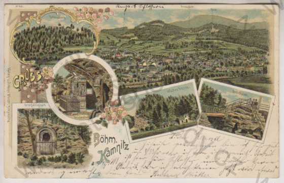  - Česká Kamenice (Böhm. Kamnitz), Brandfelsen, Schlossberg, Dreifaltigkeit, Brüderaltar, WüstesSchloss, Brandfelsen, více záběrů, barevná, DA