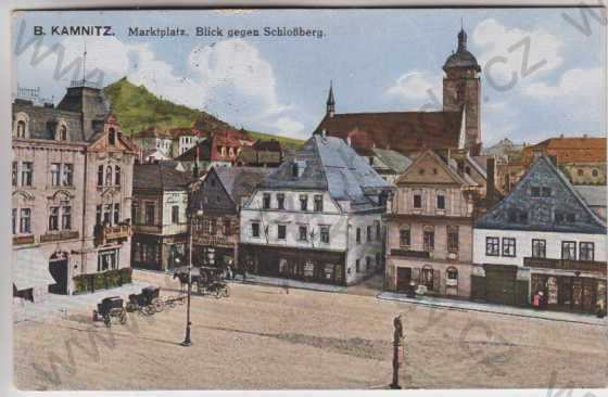  - Česká Kamenice, náměstí (B. Kamnitz, Marktplatz, Blick gegen Schlossberg), barevná