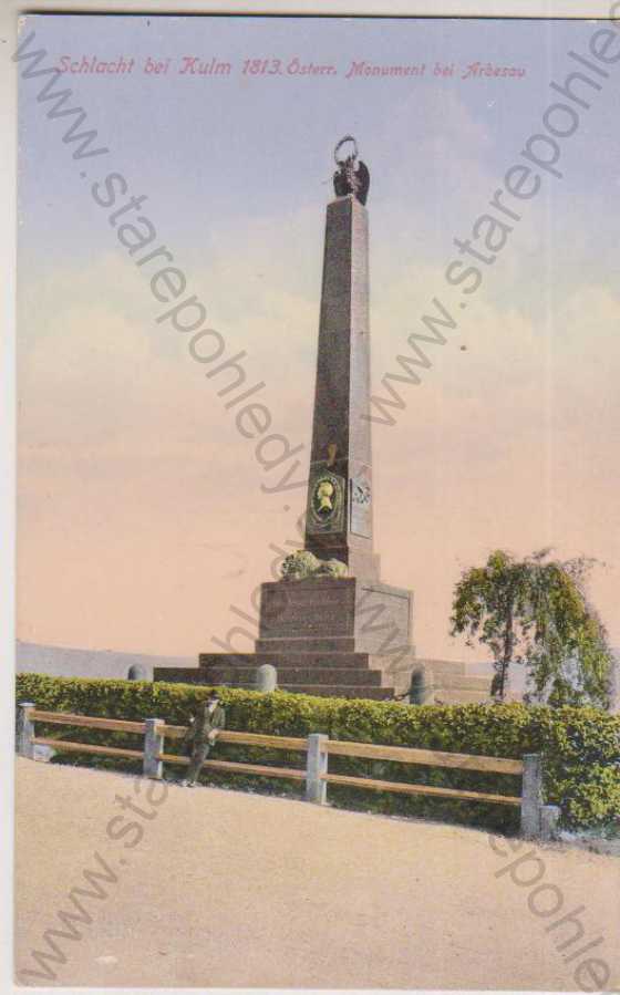  - Varvažov, pomník, bitva u Chlumce 1813 (Schlacht bei Kulm 1813, Österr. Monument bei Arbesau), barevná