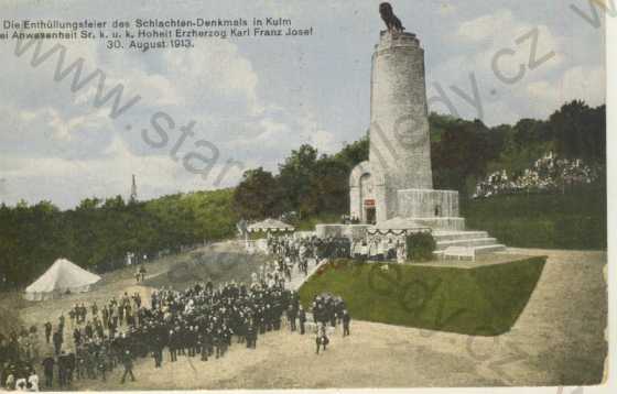  - Chlumec (Kulm)- pomník bitvy u Chlumce (Karl Franz Josef 1913), kolorovaná