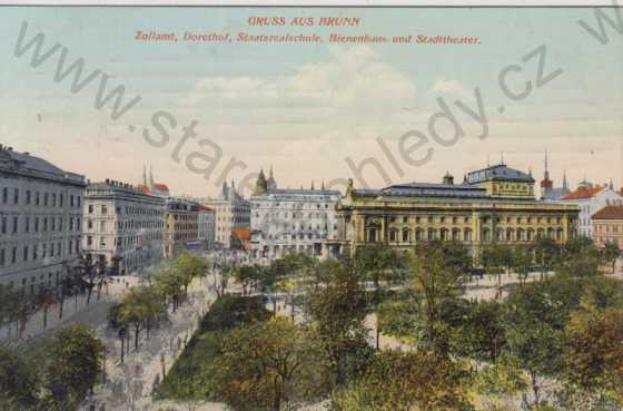  - Brno (Brünn), Zollamt, Dorethof, Staatsrealschule, kolorovaná