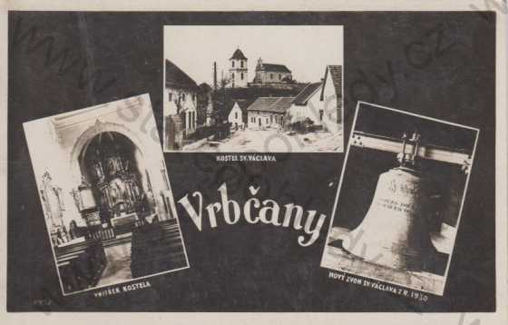  - Vrbčany, vnitřek kostela, kostel sv. Václava, nový zvon sv Václava z r. 1930