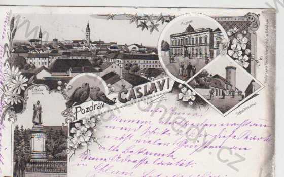  - Čáslav, partie města, Žižkův pomník, Otakarova bašta,museum, DA, více záběrů, koláž