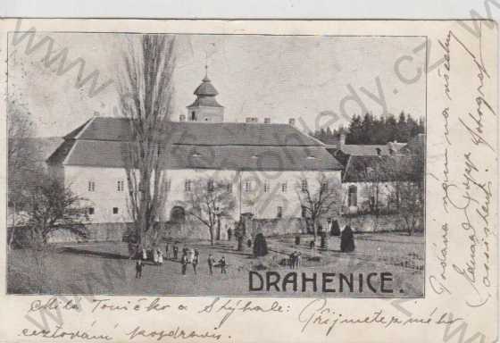  - Drahenice, zámek, v pozadí kostel, DA