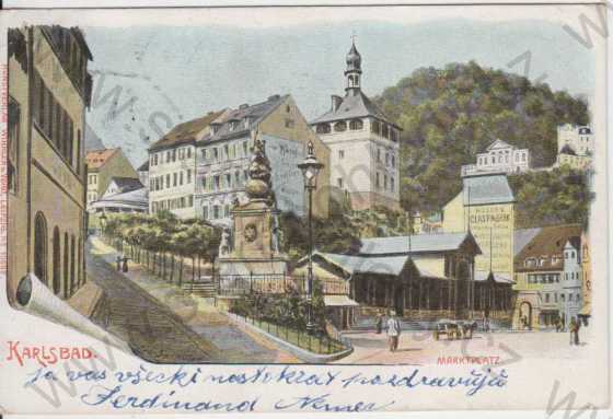  - Karlovy Vary (Karlsbad), Marktplatz, kolorovaná, koláž, DA