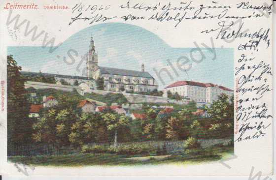  - Litoměřice (Leitmeritz) - katedrála a okolí, kolorovaná, DA