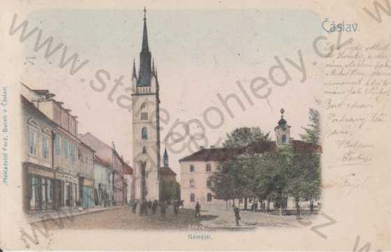  - Čáslav -  náměstí - kostel sv. Petra a Pavla, radnice, kolorovaná, DA