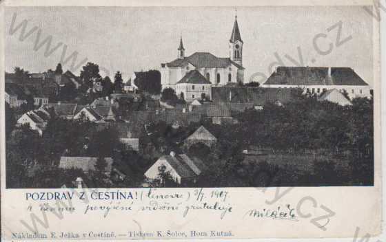  - Čestín - celkový pohled, kostel, DA