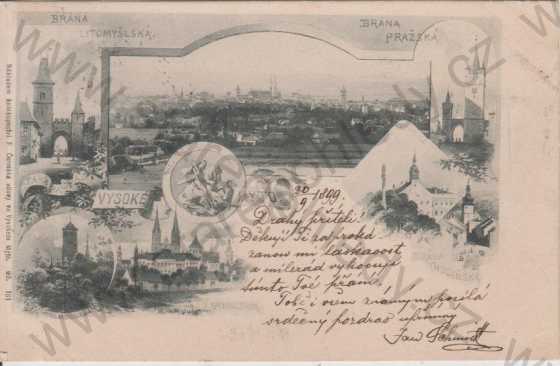  - Vysoké Mýto - celkový pohled, Litomyšlská brána, Pražská brána, Choceňská brána, gymnázium, městský znak, koláž, DA