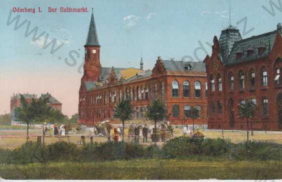  - Bohumín (Oderberg), kostel, škola, radnice, kolorovaná