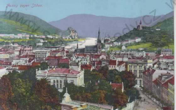  - Ústí nad Labem (Aussig), pohled na město, kolorovaná