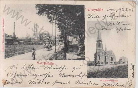  - Třinec (Trzynietz), továrna, kostel, koláž, DA
