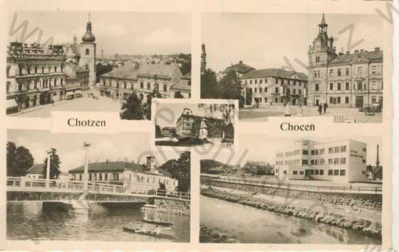  - Choceň (Chotzen) - náměstí, most, veřejná obchodní škola, více záběrů