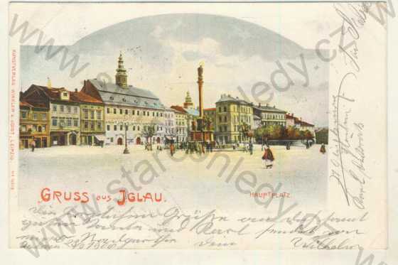  - Jihlava (Iglau) - náměstí, kolorovaná, litografie, DA