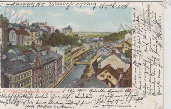 - Karlovy Vary (Karlsbad), řeka - partie, kolorovaná, DA