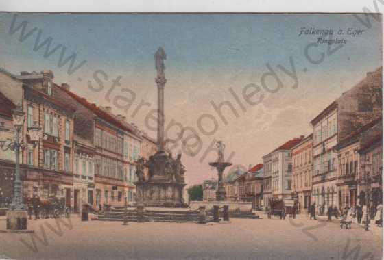  - Sokolov (Falkenau), náměstí, kůň, kolorovaná