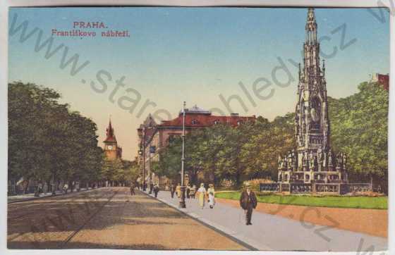  - Praha 1 - Františkovo nábřeží, pomník, kolorovaná