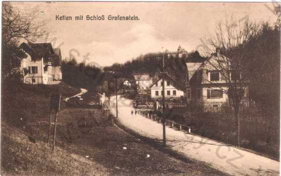  - Chotyně (Ketten) - v pozadí zámek Grabštejn (Grafenstein)