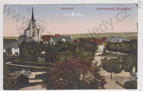  - Výsluní (Sonnenberg) - náměstí, kostel, kolorovaná