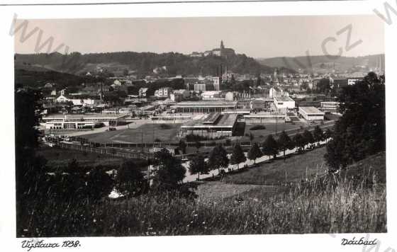  - Náchod - Výstava 1938, pohled na výstaviště, město, v pozadí zámek