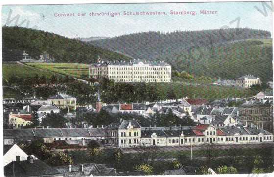  - Moravský Šternberk (Sternberg i. Mähren) - pohled na město, kolorovaná