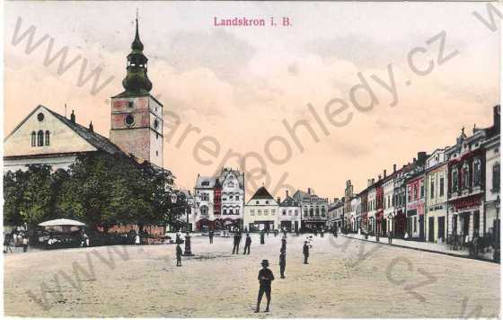  - Lanškroun (Landskron) - náměstí, kostel, kolorovaná