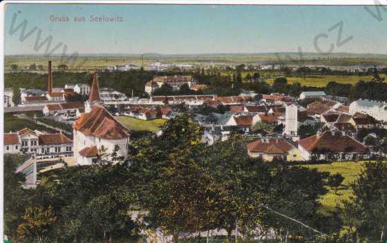  - Židlochovice,celkový záběr na město a okolí, kolorovaná