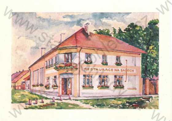  - Vodňany - Restaurace Na Sadech, malba, barevná, velký formát (14 x 10 cm)