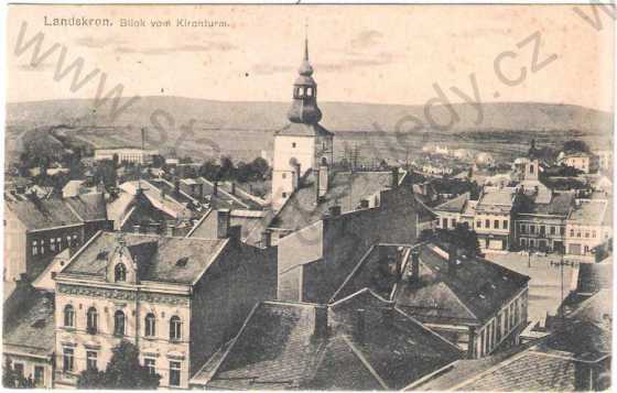  - Lanškroun (Landskron) - pohled na náměstí, kostelní věž