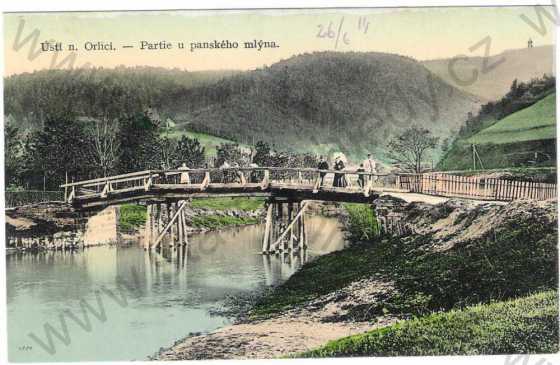  - Ústí nad Orlicí - partie Panský mlýn, most, kolorovaná