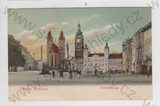  - Hradec Králové (Königgrätz), Velké náměstí, kolorovaná, litografie, DA