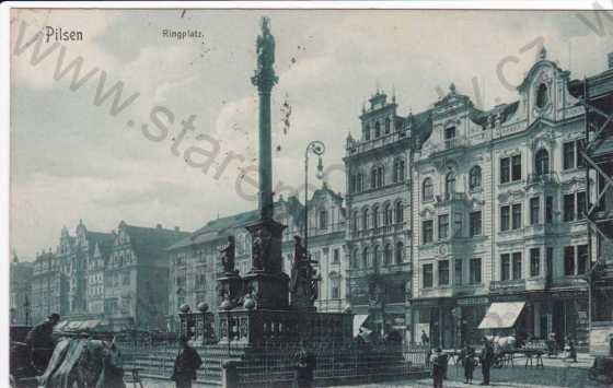  - Plzeň, záběr na náměstí, kolorovaná