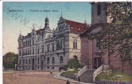  - Praha, Bubeneč, radnice a obecná škola, kolorovaná
