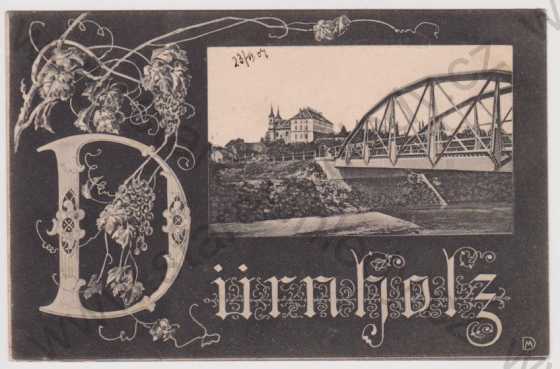  - Drnholec (Dürnholz) - most, zámek, kostel, koláž víno